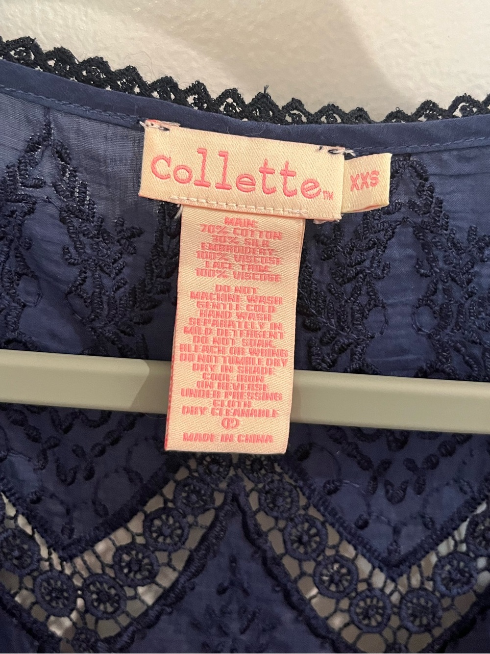 Collette by Collette Dinnigan Blue Lace Inset Midi Dress Sz XXS Dark Romantic - Picture 8 of 14